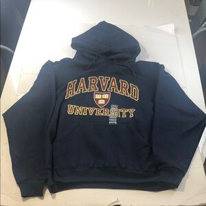 NWT VTG Harvard University Hoodie Men XL Blue Cotton DeadStock Made in USA 90's